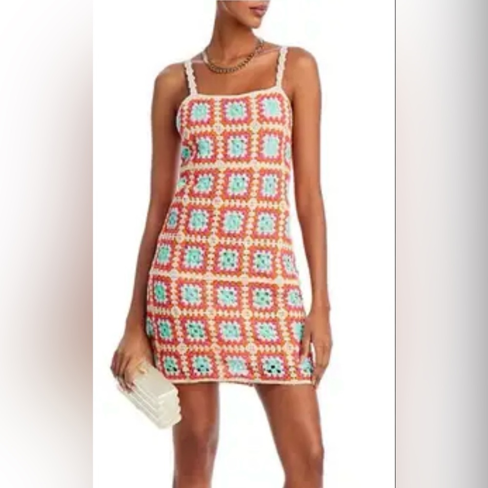 Willow & Wind EUC Boho Women’s Crochet Tank Lined Mini Dress Size Small